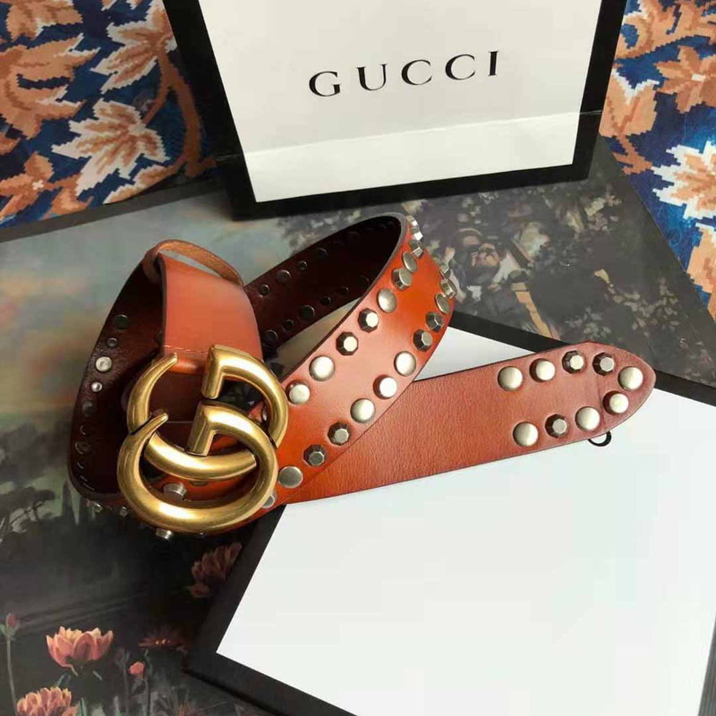 G*u*i leather belt with double g buckle
