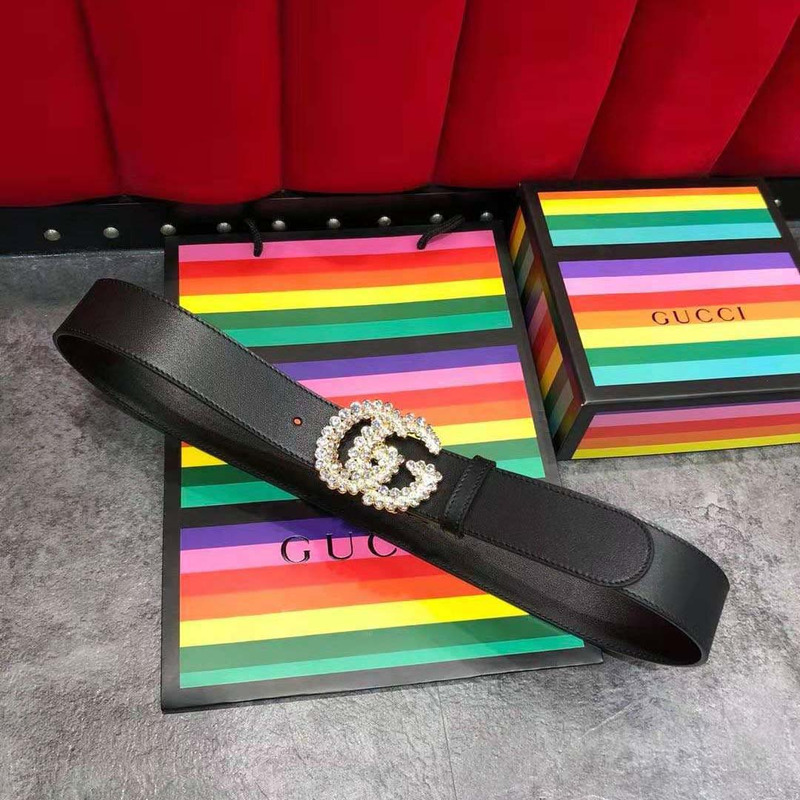 G*u*i leather belt with double g buckle