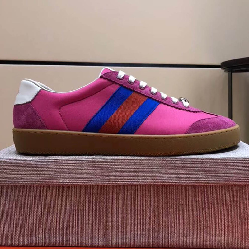 G*u*i nylon and suede web sneaker(pink nylon)