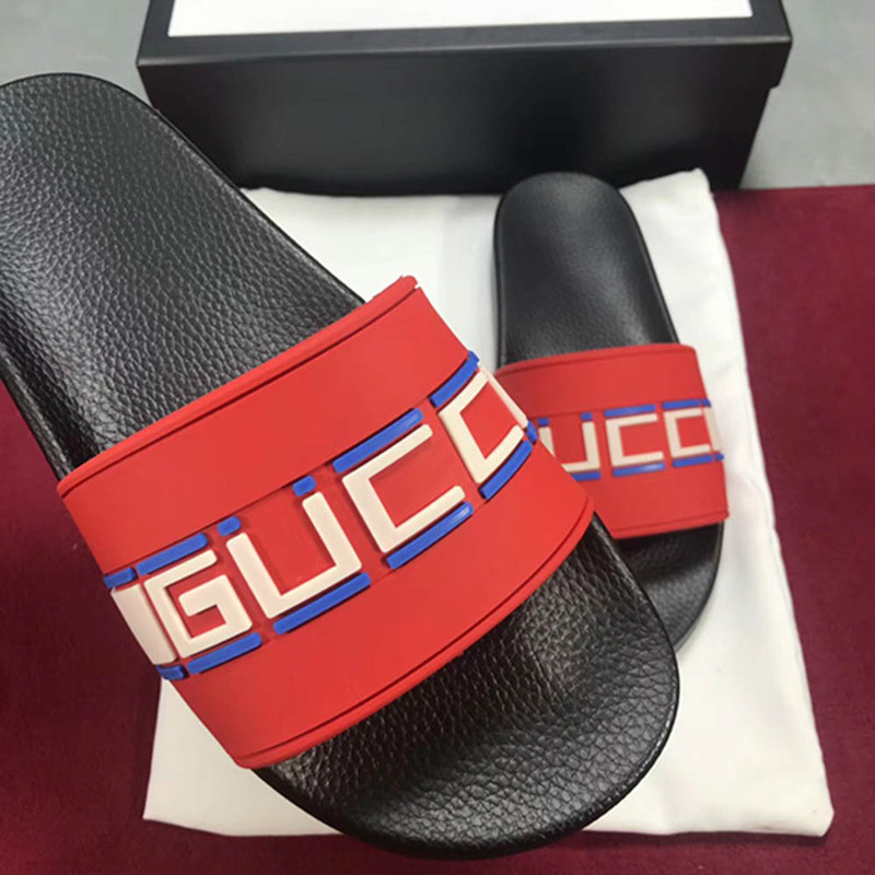 G*u*i stripe rubber slide sandal(red)