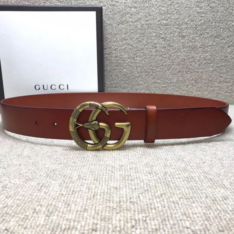 G*u*i leather belt with double g buckle with snake