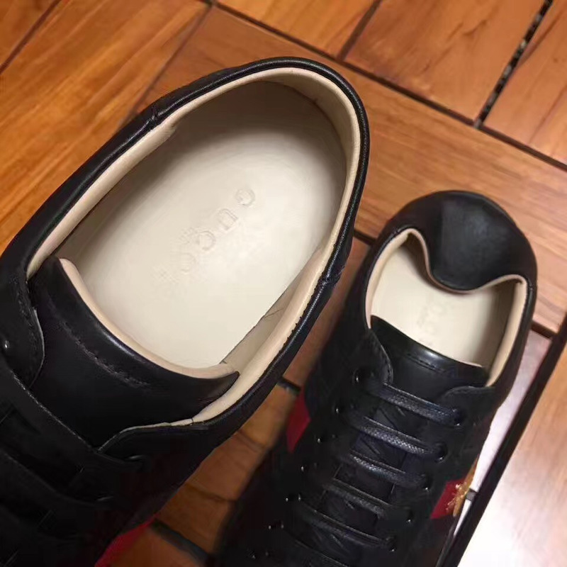 G*u*i new ace leather bee black sneakers