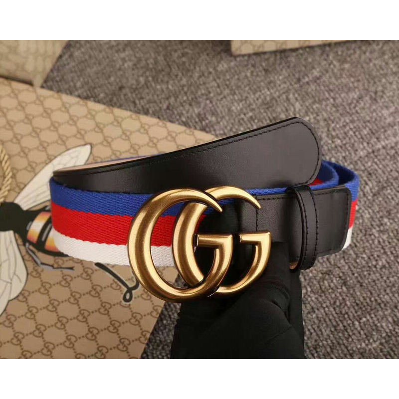 G*u*i web belt with double g buckle black