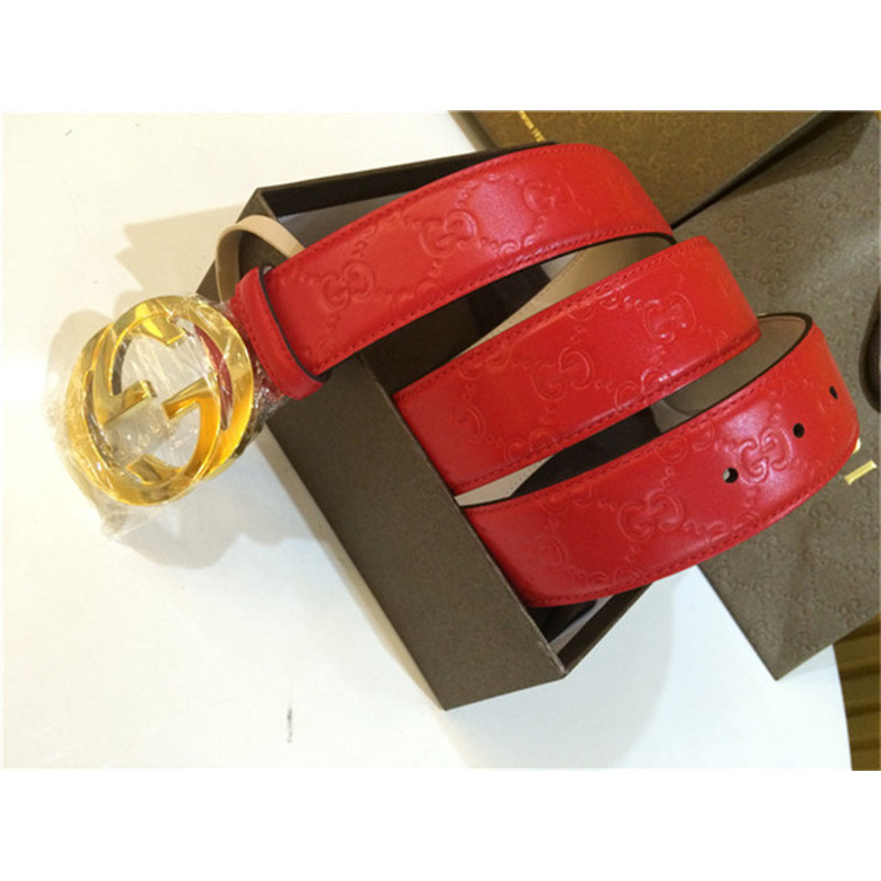 red G*u*i leather gold buckle