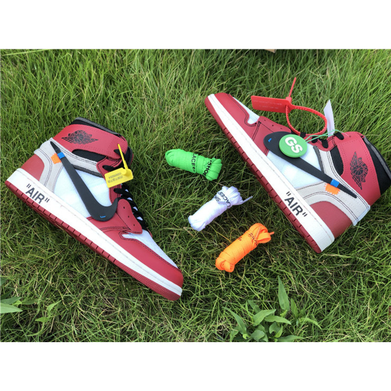 OFF White & NK x Air Jordan 1 GS 1985 Red Sneakers Men Women