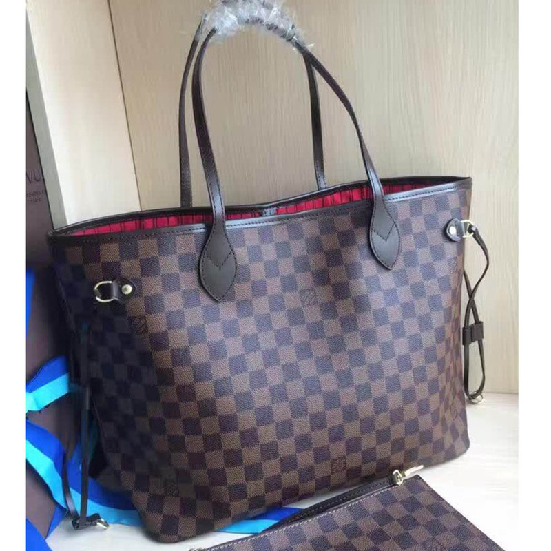 l**is V*t*n neverfull damier ebene mm cerise lining