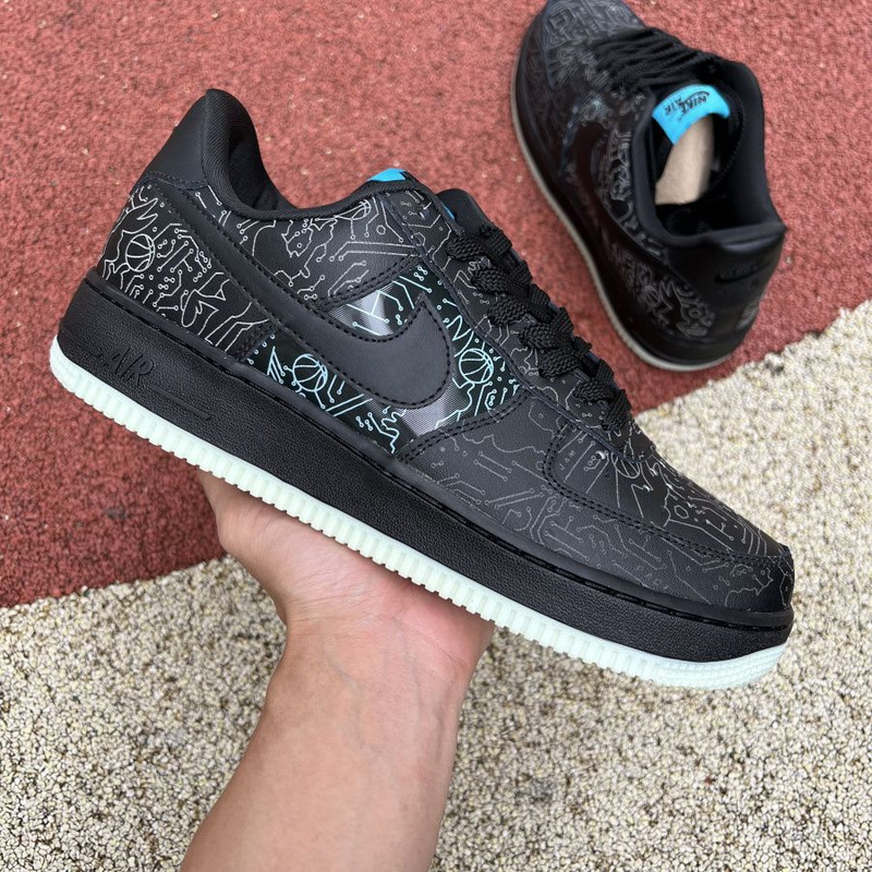 Nike Air Force 1 Low Black Blue Luminous DH5354 001 Sneakers men women