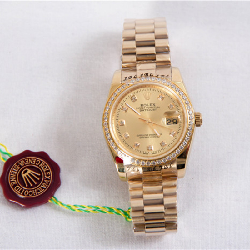 high quality rolex oyster perpetua pearlmaster 34 yellow gold Di*m*nd watch