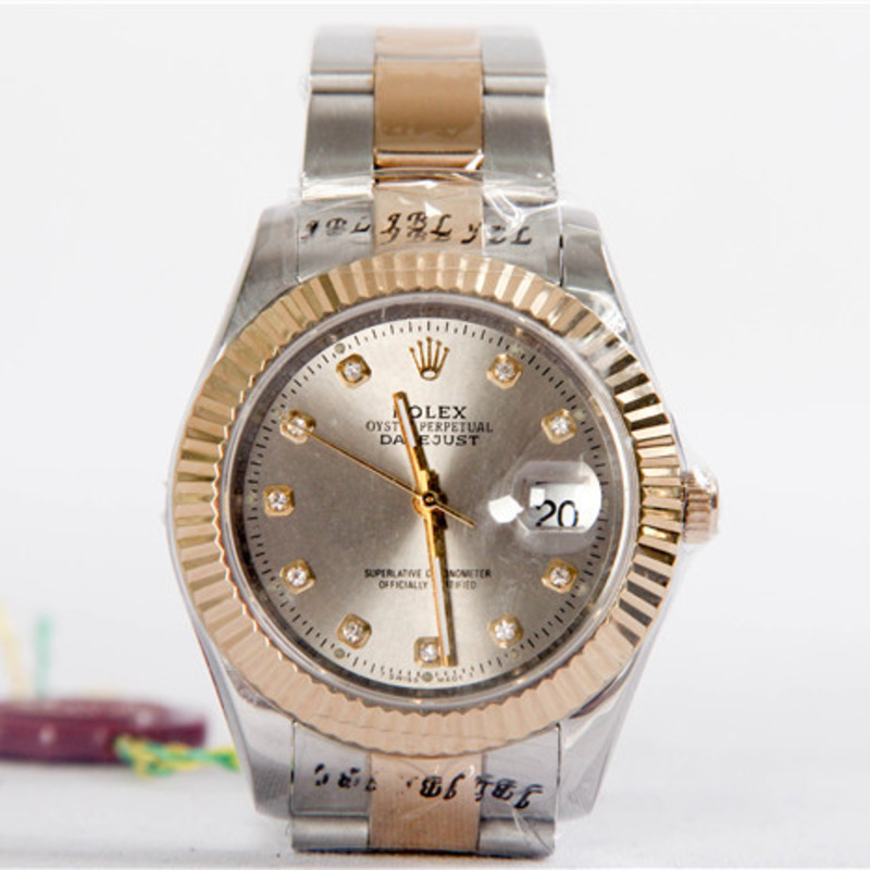 high quality rolex two color gold datejust coral Di*m*nd dial wristwatch ref 179173
